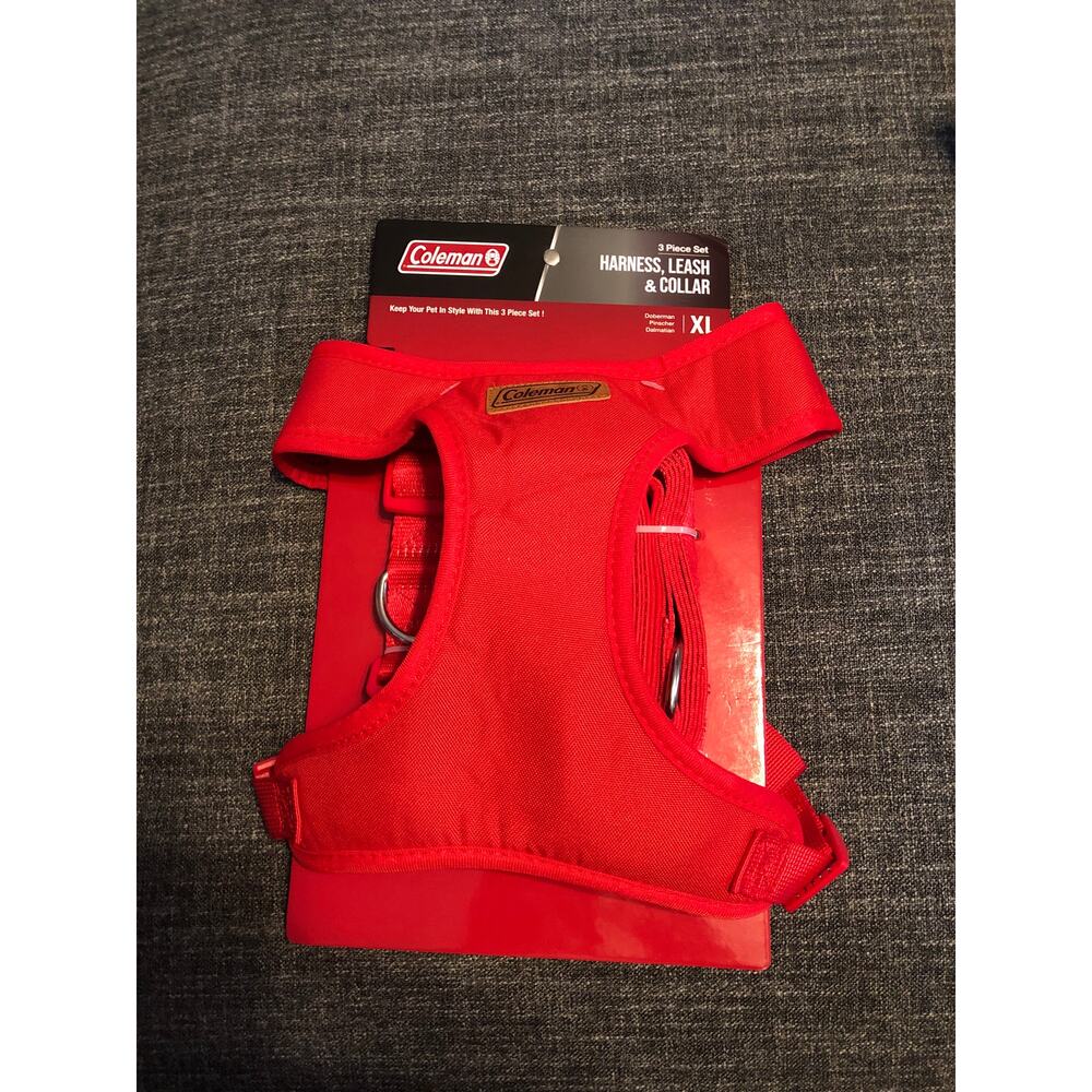 Dog xl Harness/Leash/Collar Coleman Adjustable Red New